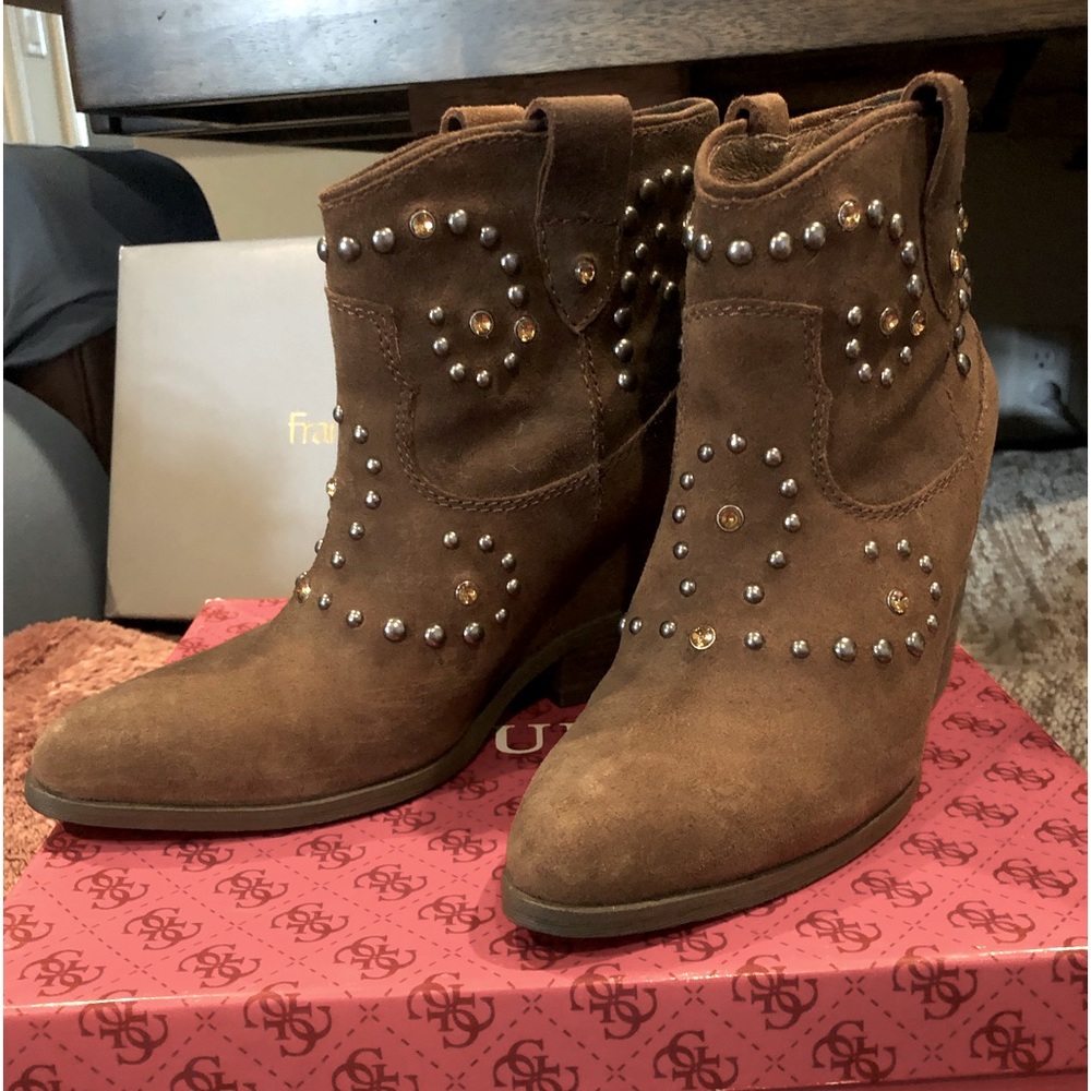 Guess Y2K Western Boots Camel Suede 7.5 M